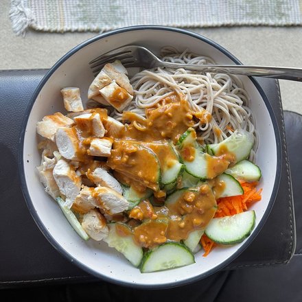 Satay chicken noodle bowl